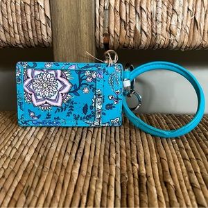 NWT Bracelet Key Ring Card Case - Peacock Garden